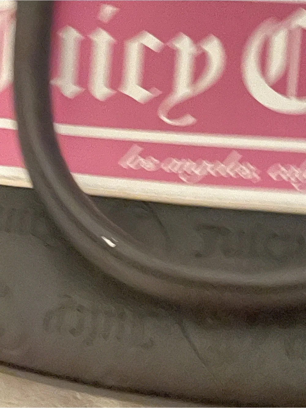 Juicy Couture Black Satchel with Pink Logo Stripe